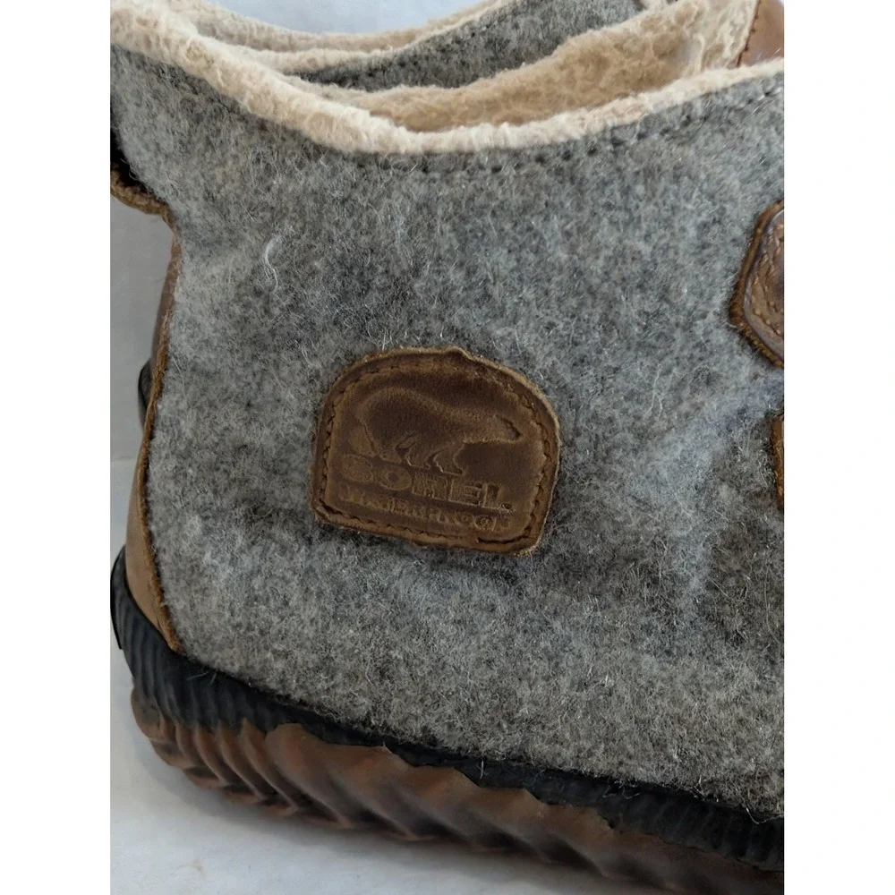 Sorel Women's Waterproof Duck Boots Gray Felt Faux Fur Lined Size 11